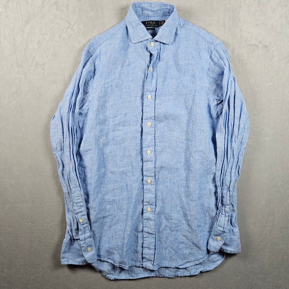 Polo Ralph Lauren Linen Shirt Mens Small Blue Button Up Lightweight Classic Fit